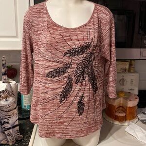 B womens Rue Juju casual 1/2 sleeve stretch regular size top XL